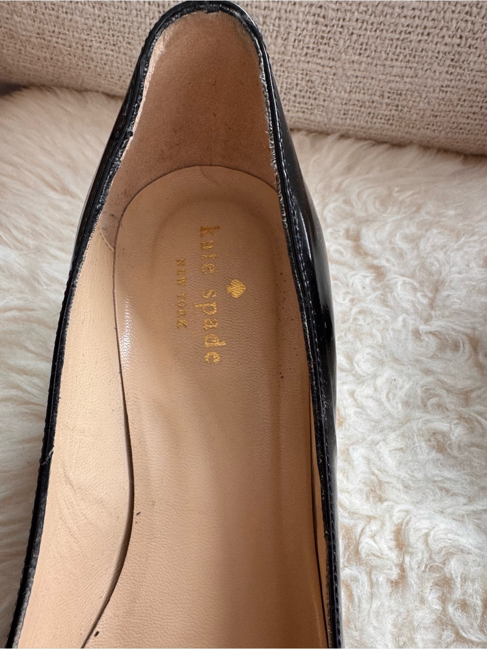 kate spade Black Patent Leather Bow Peep-Toe Pumps - Picture 5 of 6